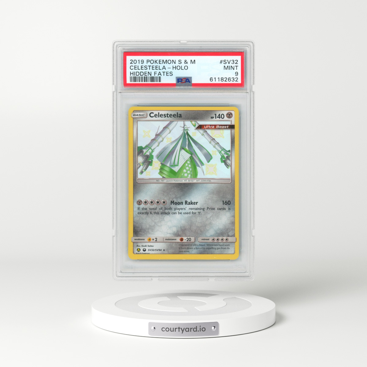 2019 Pokémon Sun & Moon Hidden Fates #SV32 Celesteela - Holo (PSA 9 MINT)