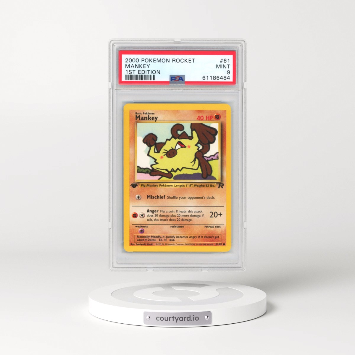 2000 Pokémon Rocket #61 Mankey - 1st Edition (PSA 9 MINT)