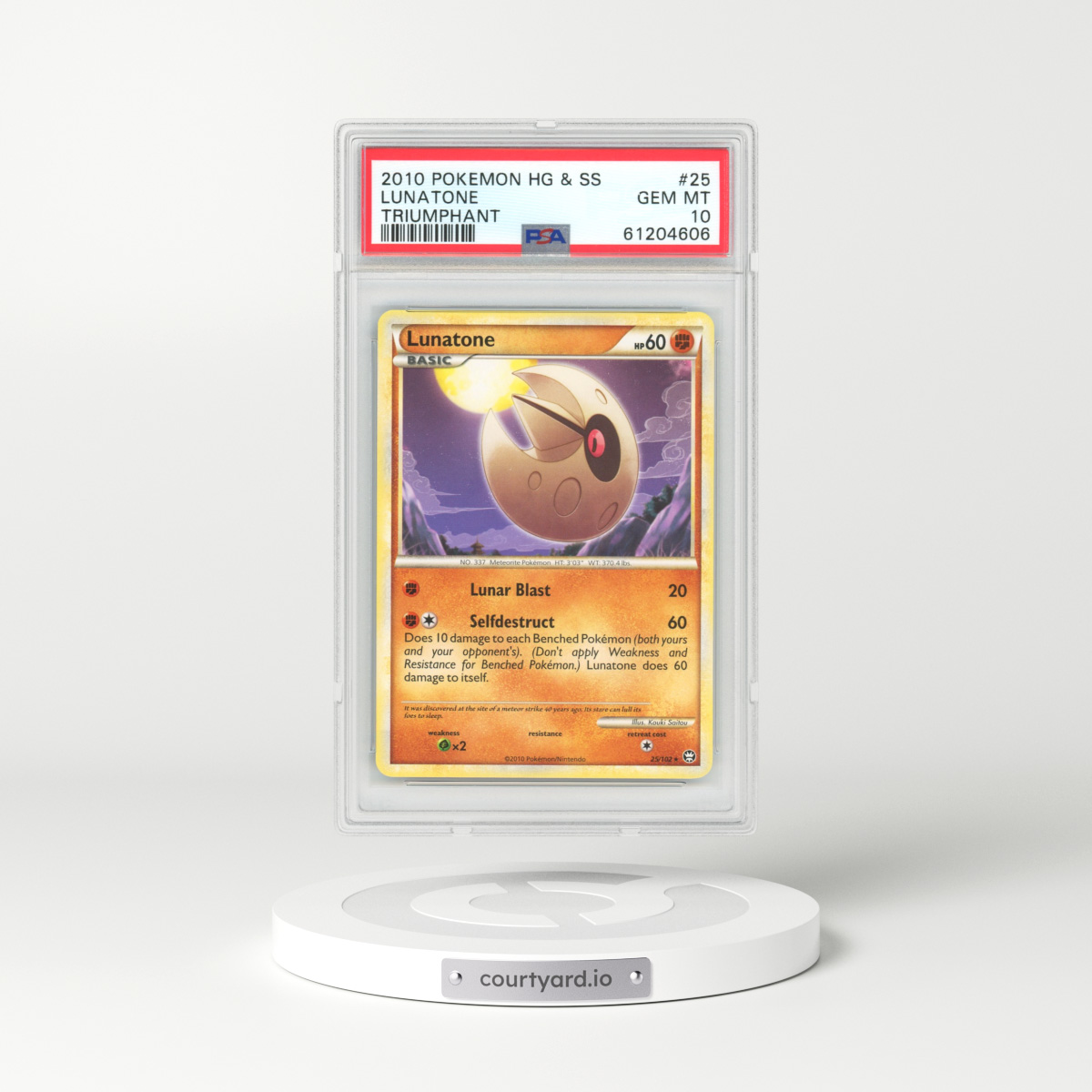 2010 HS Triumphant #25 Lunatone (PSA 10 GEM MINT)