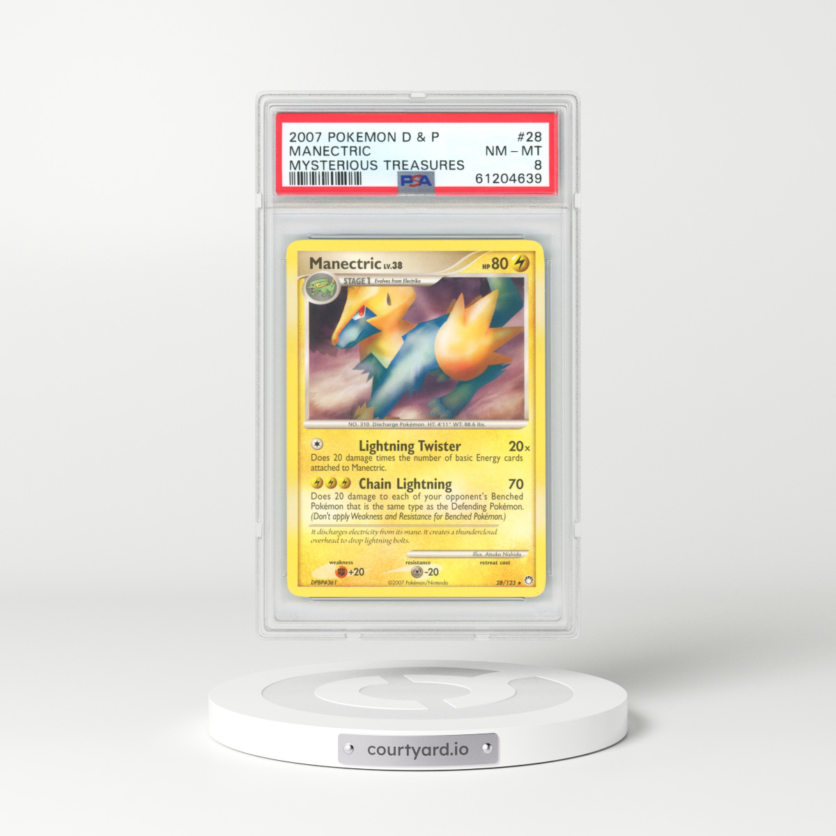 2007 Mysterious Treasures #28 Manectric (PSA 8 NM-MT)