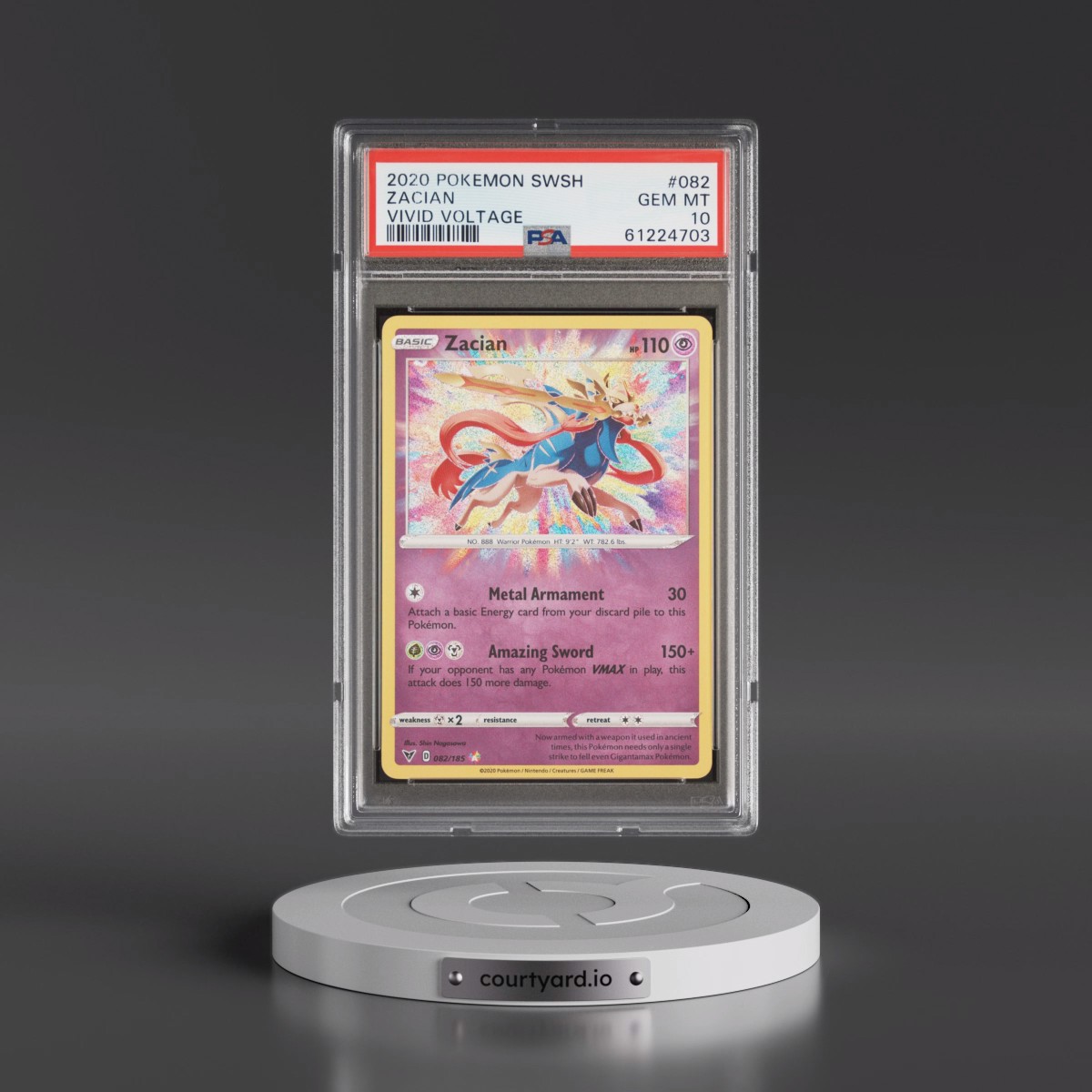 2020 Pokémon Sword & Shield Vivid Voltage #082 Zacian (PSA 10 GEM MINT)