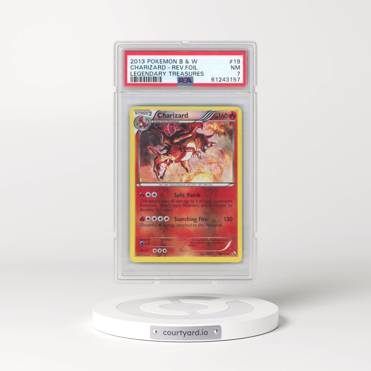 2013 Pokémon Black & White Legendary Treasures #19 Charizard - Reverse Foil (PSA 7 NM)