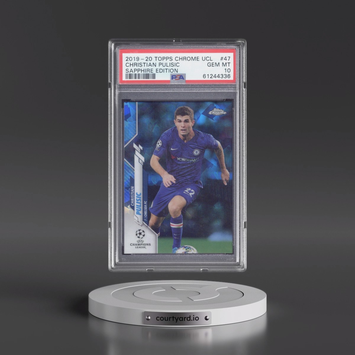 2019 Topps Chrome UEFA Champions League Sapphire Edition Christian Pulisic #47 PSA 10