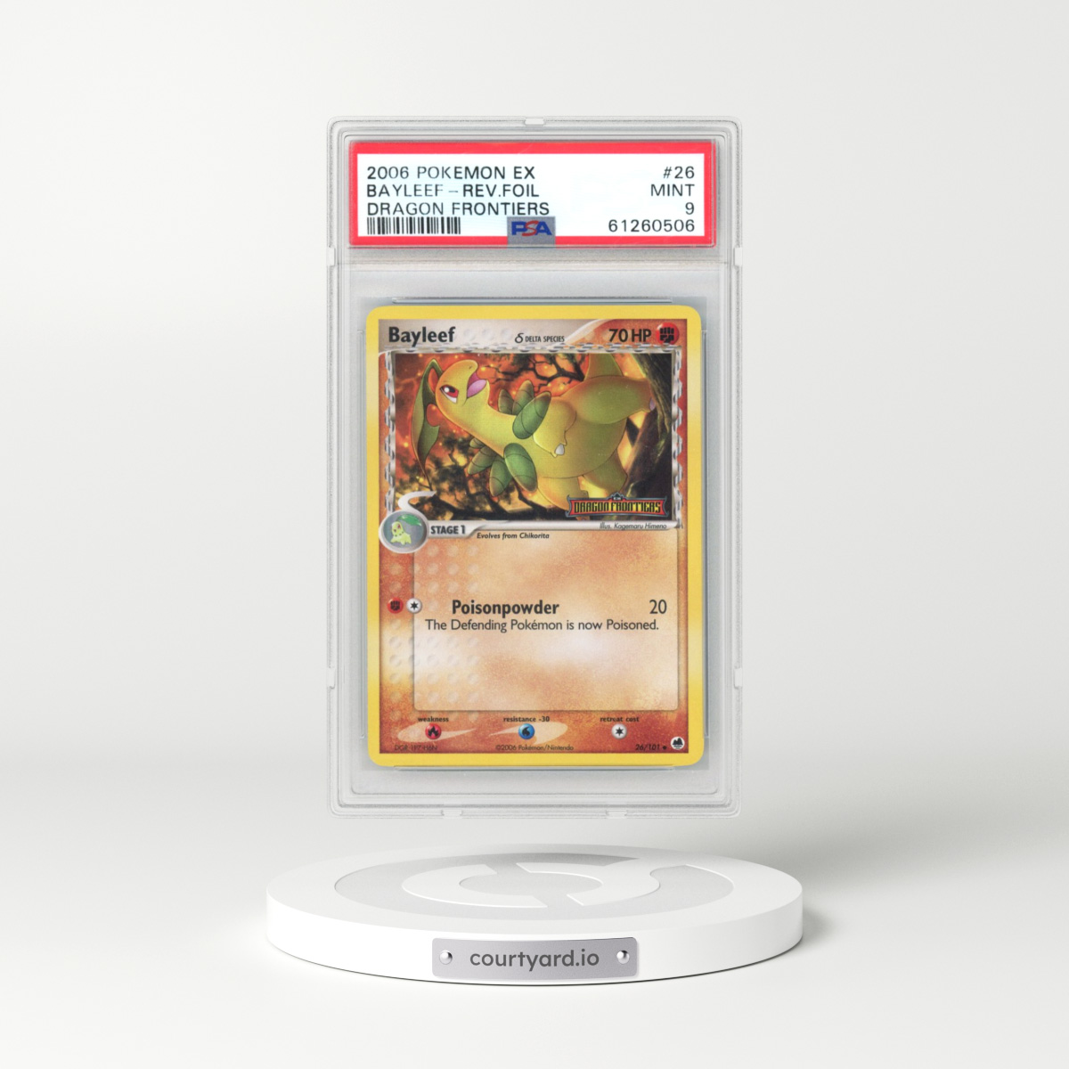 2006 Pokémon EX Dragon Frontiers #26 Bayleef - Reverse Foil (PSA 9 MINT)
