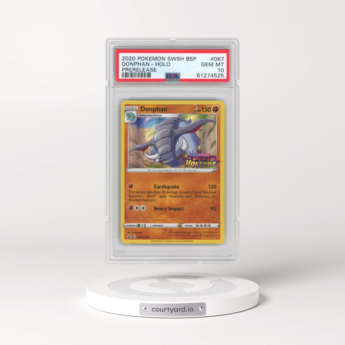 2020 Pokémon Swsh Black Star Promo #067 Donphan - Holo Prerelease (PSA 10 GEM MINT)