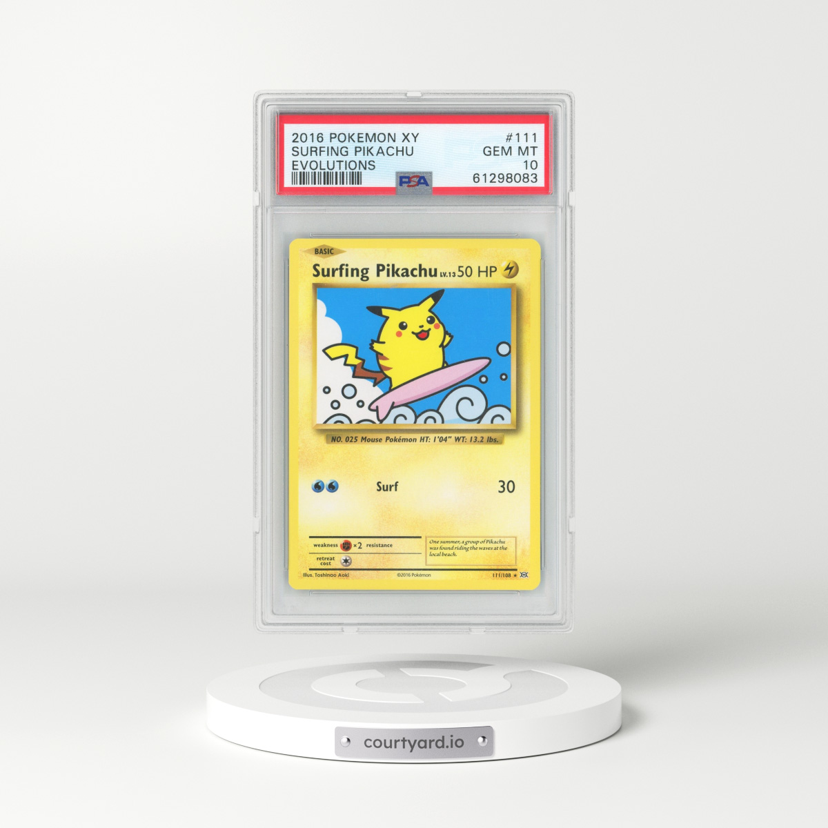 2016 Evolutions #111 Surfing Pikachu (PSA 10 GEM MINT)