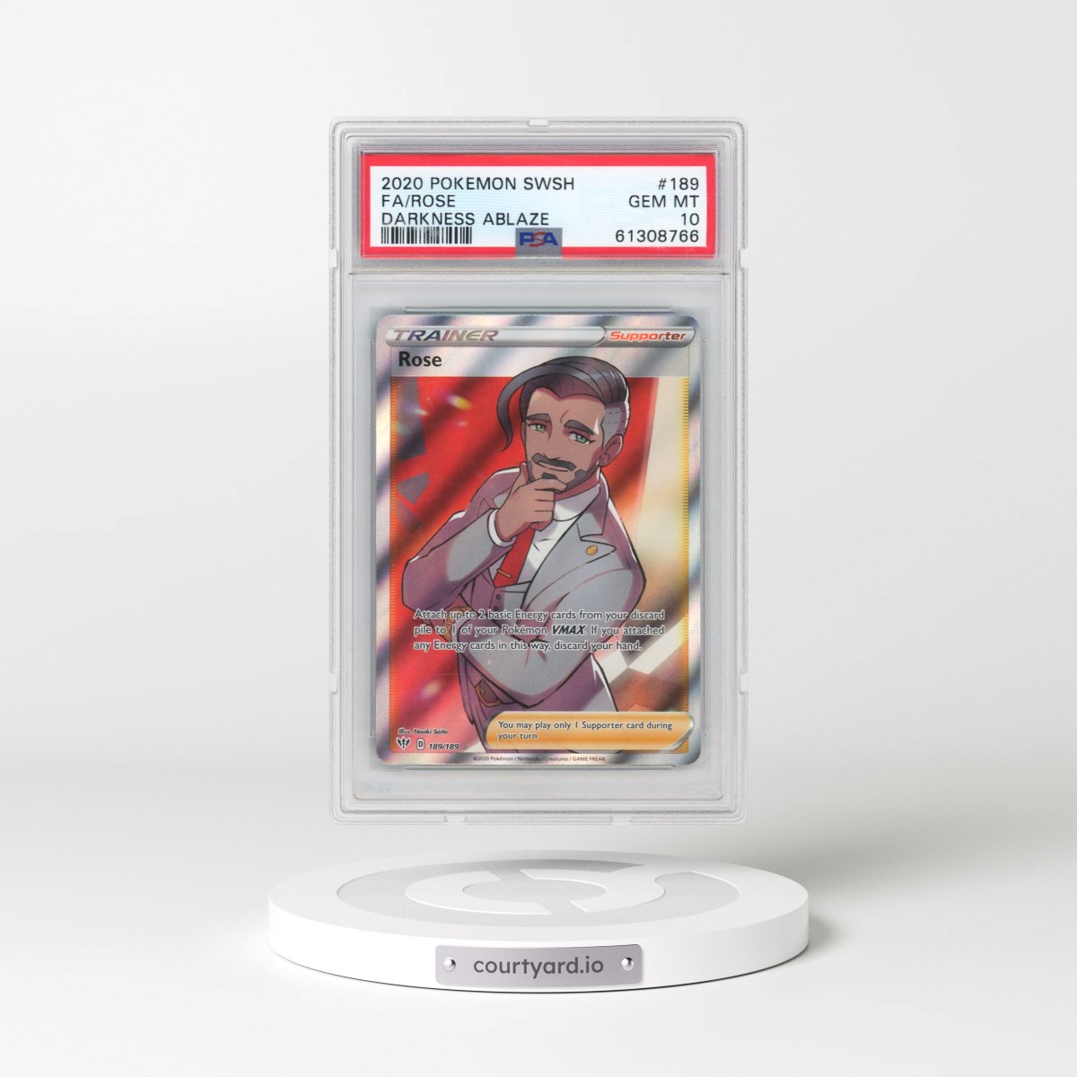 2020 Pokémon Sword & Shield Darkness Ablaze #189 Rose - Full Art (PSA 10 GEM MINT)