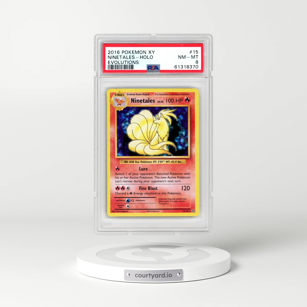 2016 Pokémon XY Evolutions #15 Ninetales - Holo (PSA 8 NM-MT)