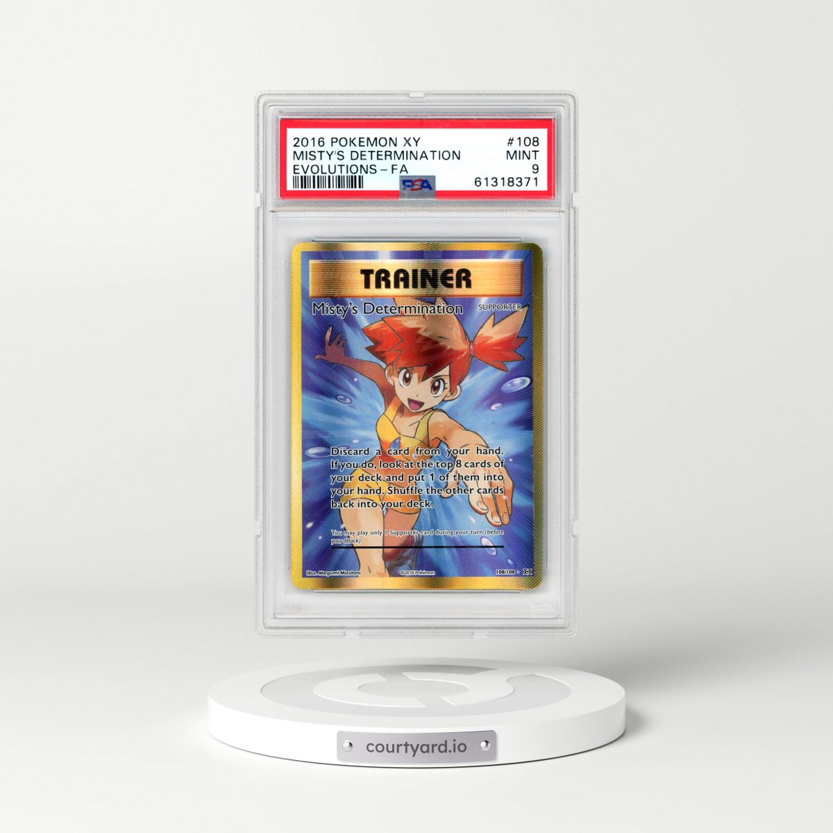 2016 Pokémon XY Evolutions #108 Misty's Determination - Full Art (PSA 9 MINT)
