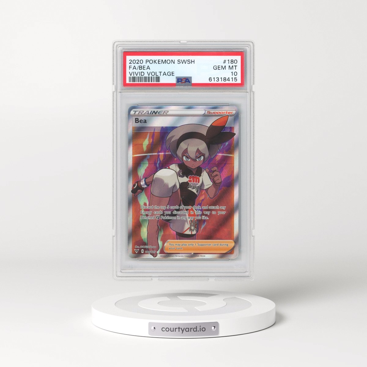 2020 Pokémon Sword & Shield Vivid Voltage #180 Bea - Full Art (PSA 10 GEM MINT)