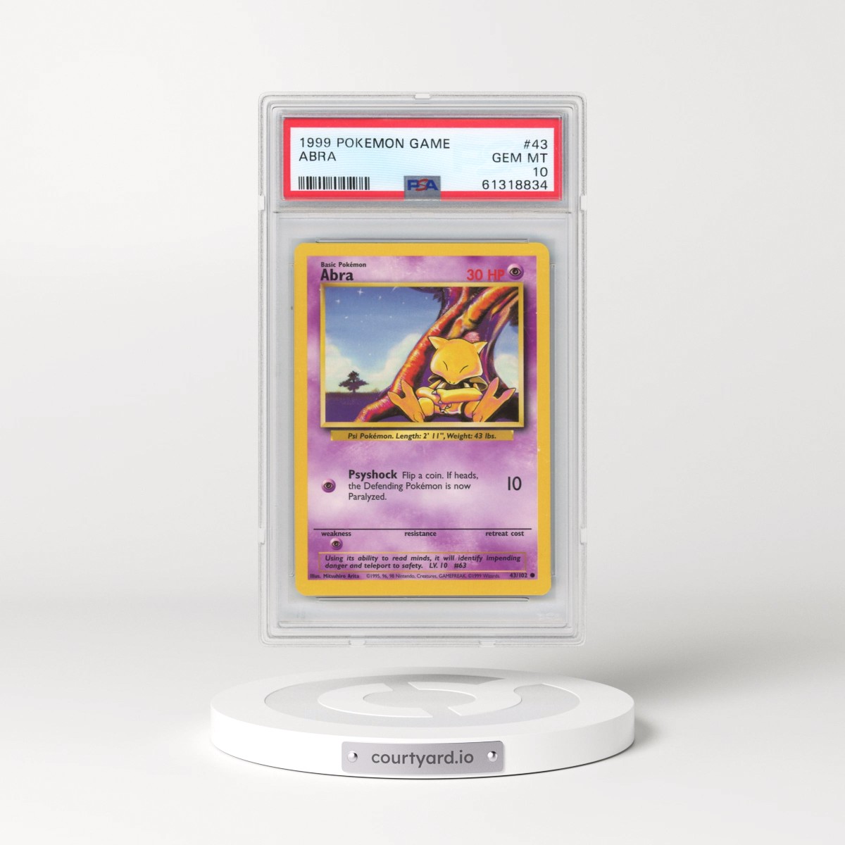 1999 Pokémon Game #43 Abra (PSA 10 GEM MINT)