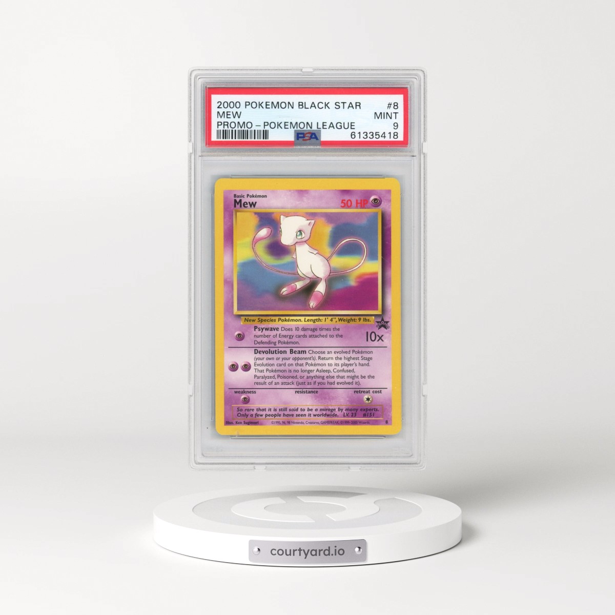 2000 Pokémon Promo Black Star #8 Mew - Pokemon League (PSA 9 MINT)