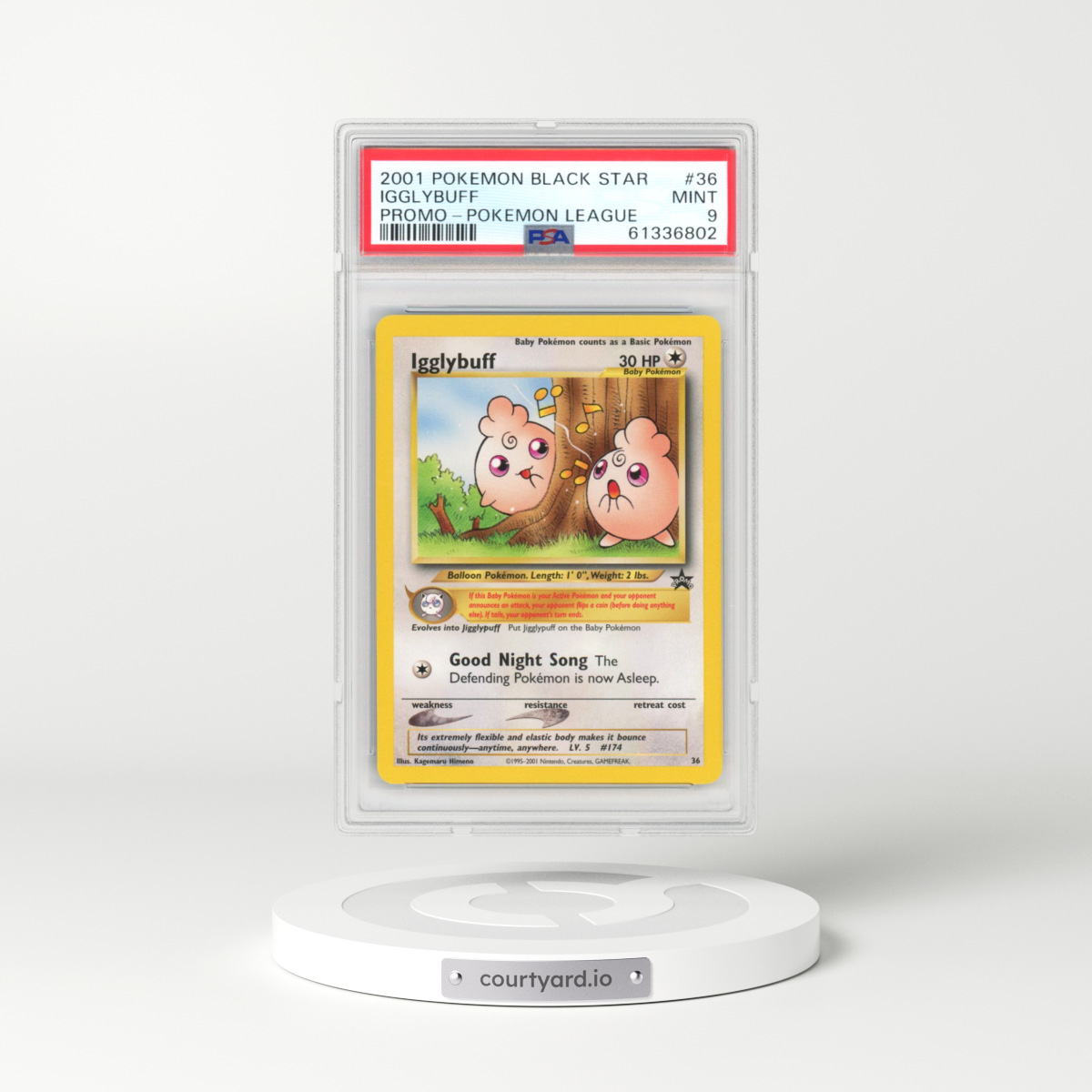 1999 Black Star Promos #36 Igglybuff - Pokémon League (PSA 9 MINT)