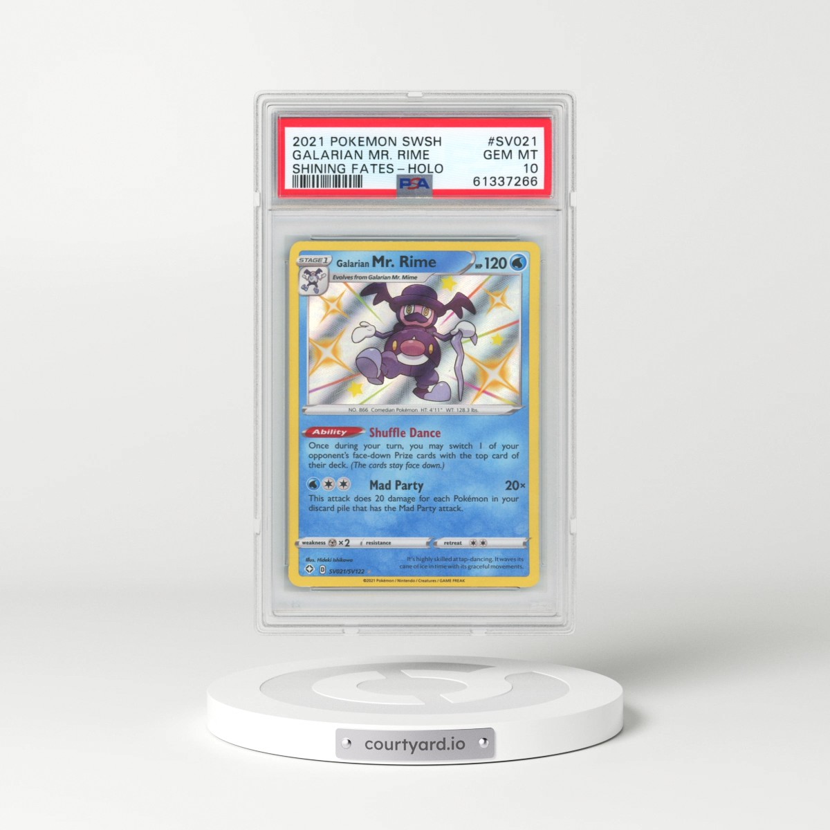2021 Pokémon Sword & Shield Shining Fates #SV021 Galarian Mr. Rime - Holo (PSA 10 GEM MINT)