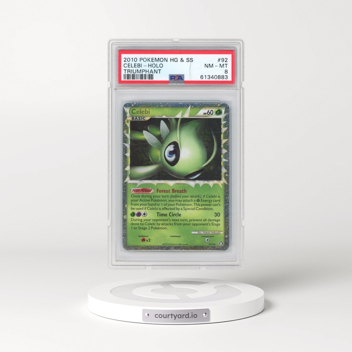 2010 Pokémon Heartgold & Soulsilver Triumphant #92 Celebi - Holo (PSA 8 NM-MT)