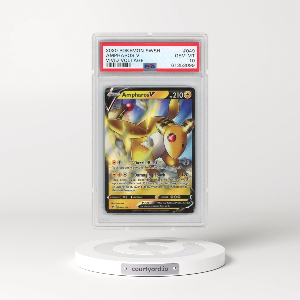 2020 Pokémon Sword & Shield Vivid Voltage #049 Ampharos V - Holo (PSA 10 GEM MINT)