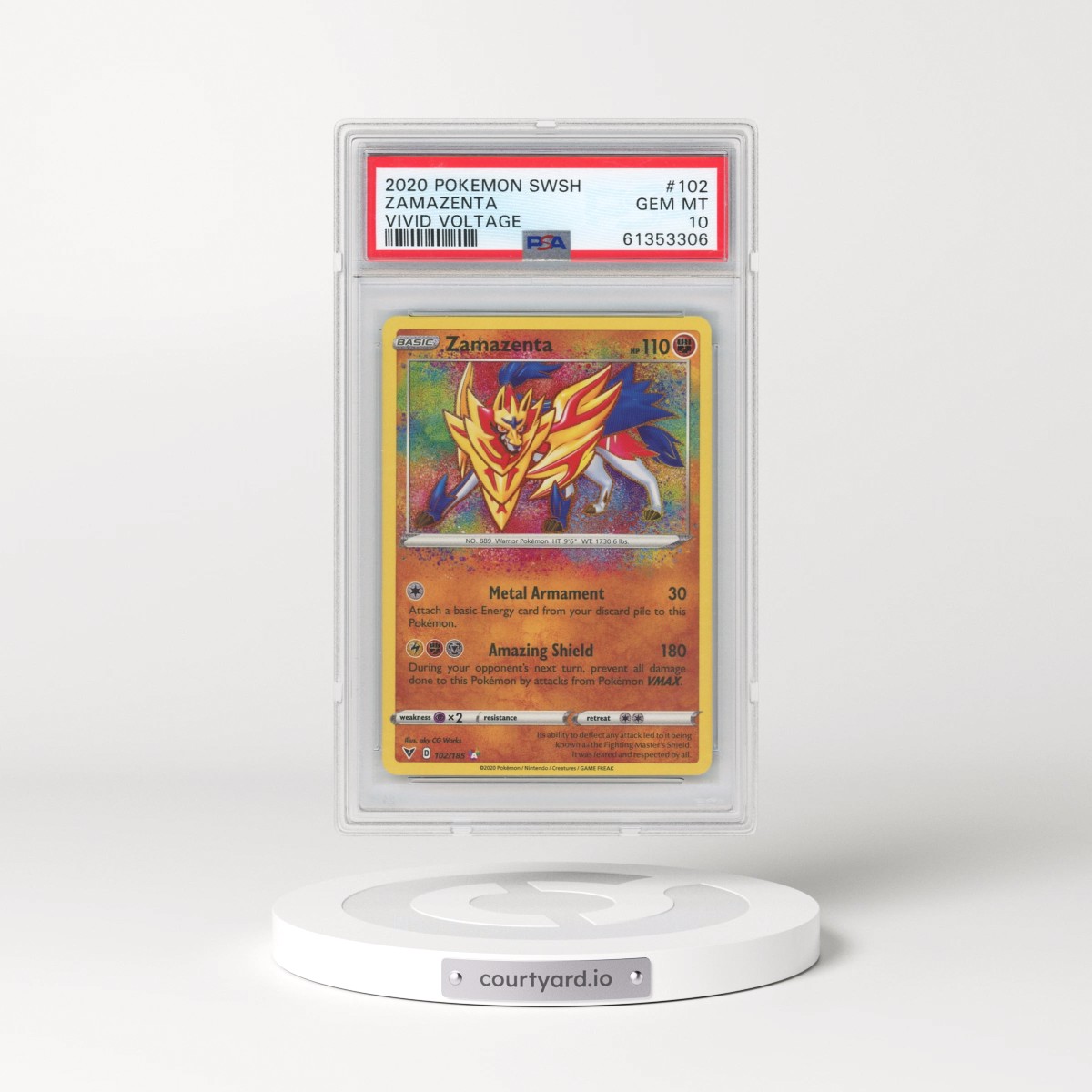 2020 Pokémon Sword & Shield Vivid Voltage #102 Zamazenta (PSA 10 GEM MINT)