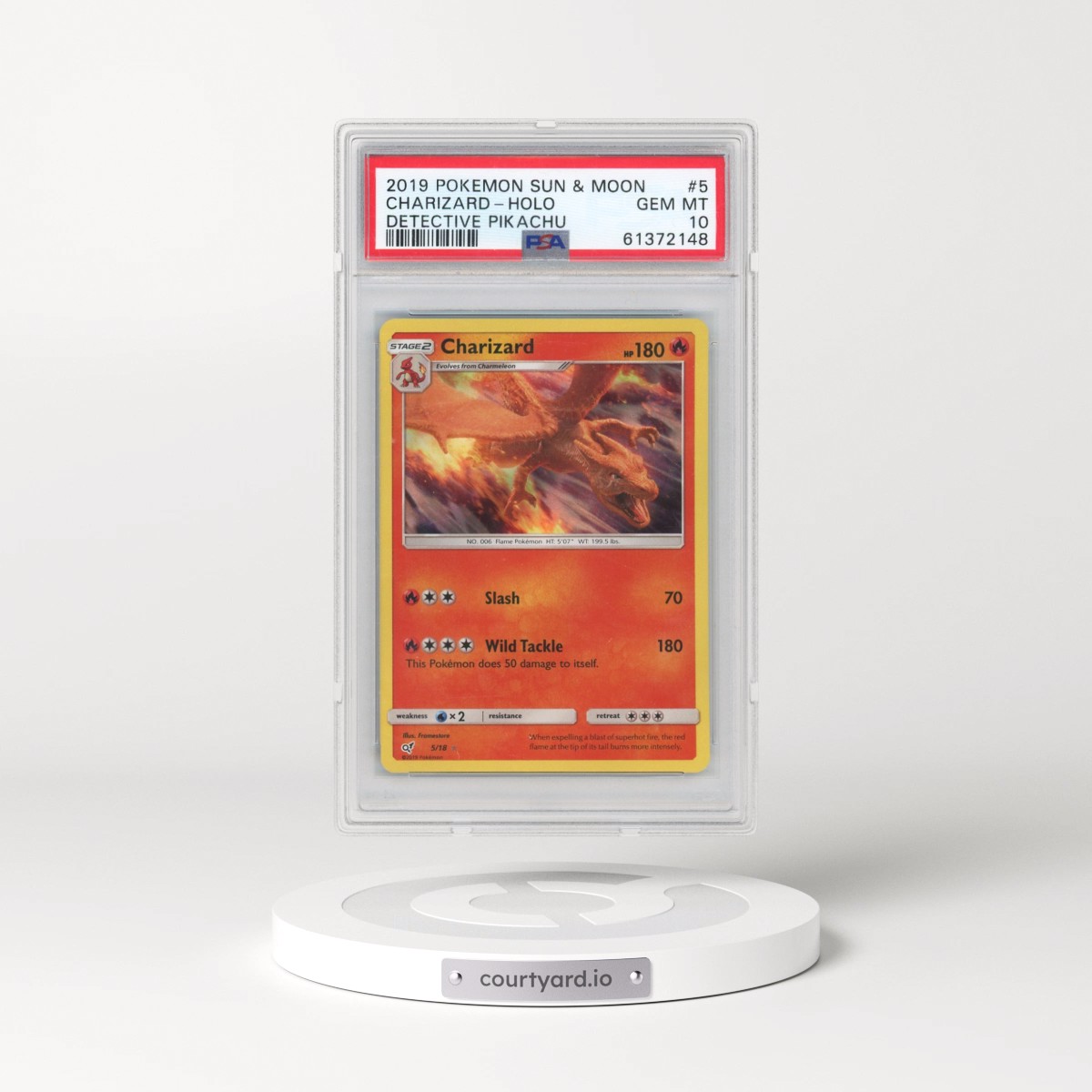 2019 Pokémon Sun & Moon Detective Pikachu #5 Charizard - Holo (PSA 10 GEM MINT)