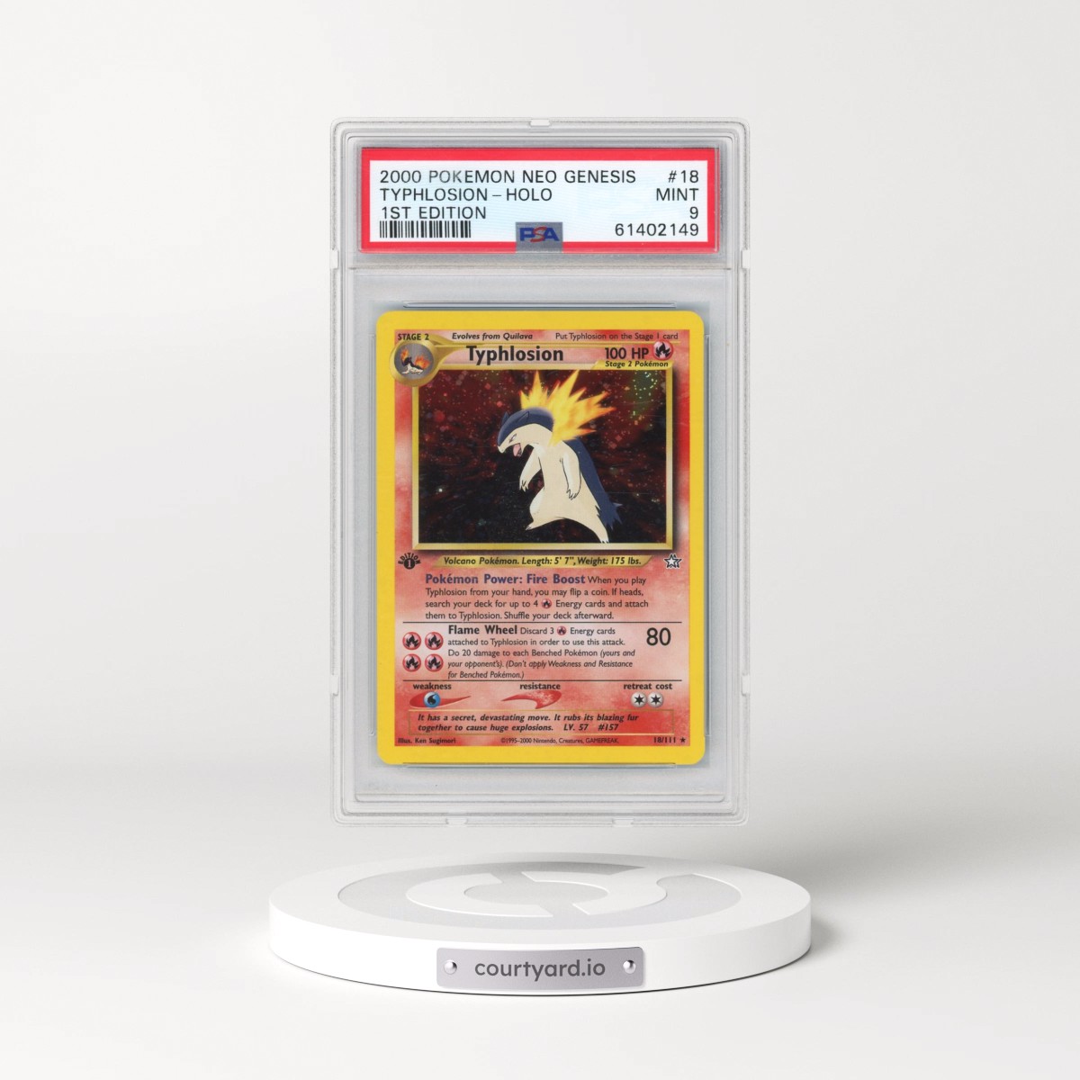 2000 Pokémon Neo Genesis #18 Typhlosion - 1st Edition Holo (PSA 9 MINT)