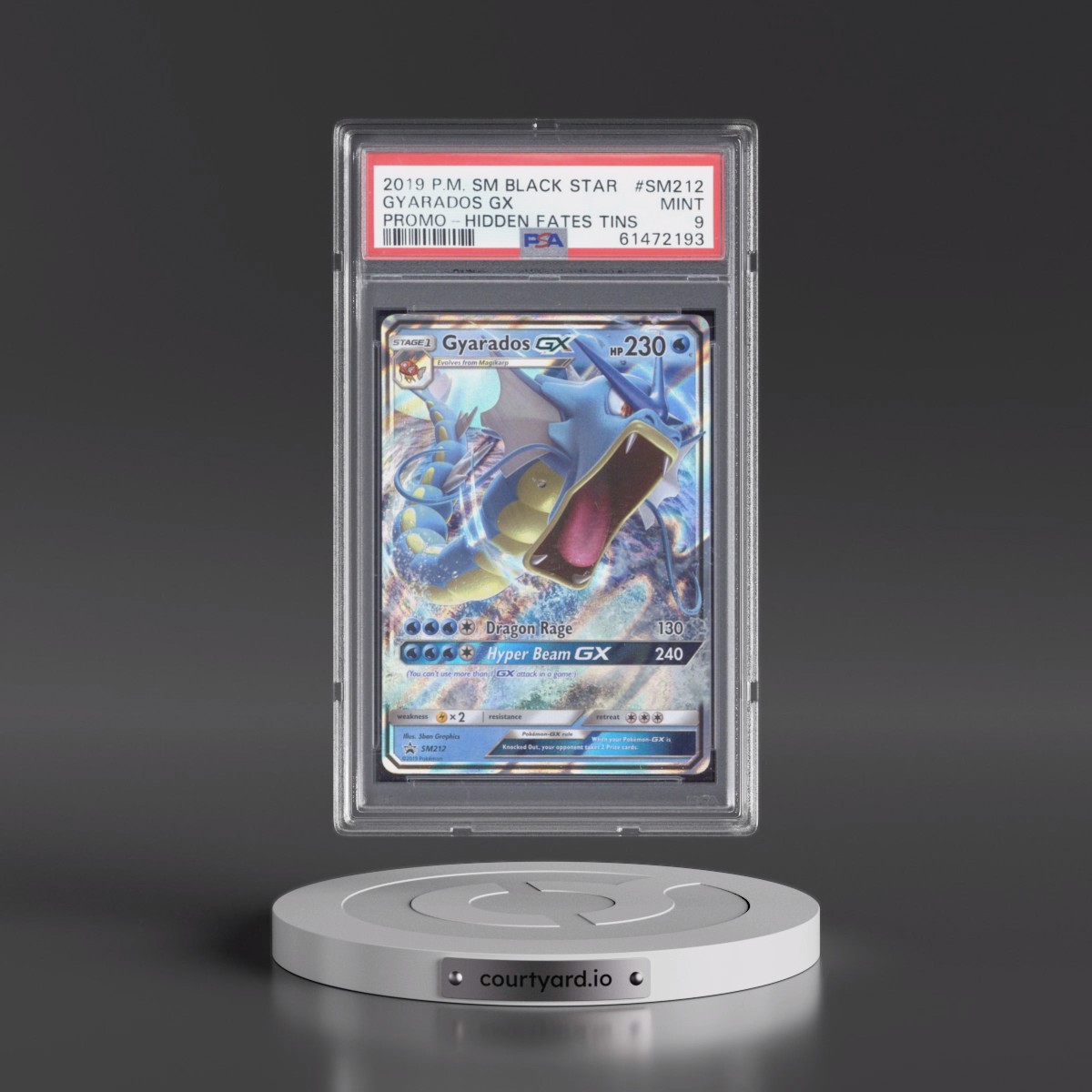 2019 Pokémon SM Black Star Promo #SM212 Gyarados GX - Holo Hidden Fates Tins (PSA 9 MINT)