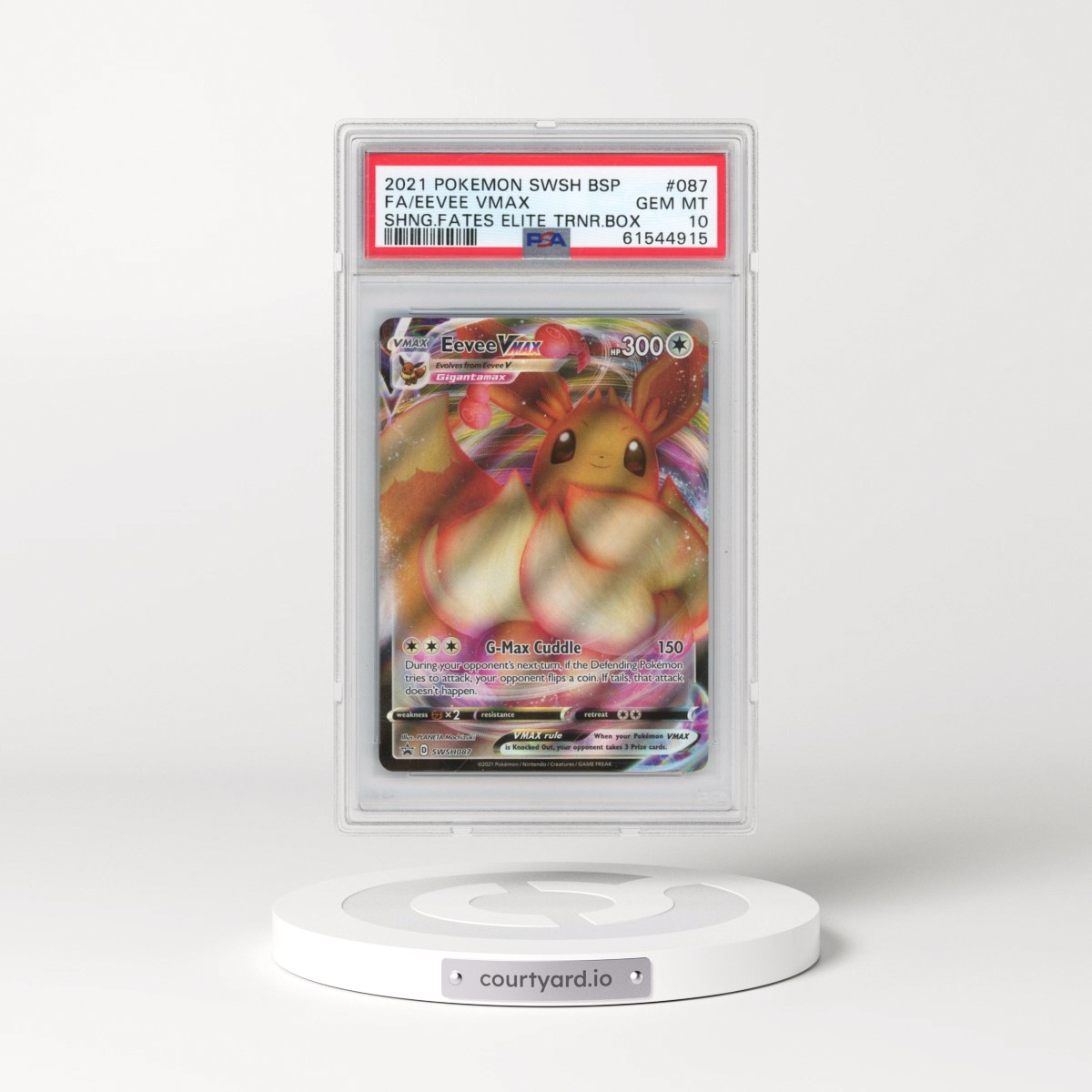 2021 Pokémon Swsh Black Star Promo #087 Eevee Vmax - Full Art Shining Fates Elite Trainer Box (PSA 10 GEM MINT)