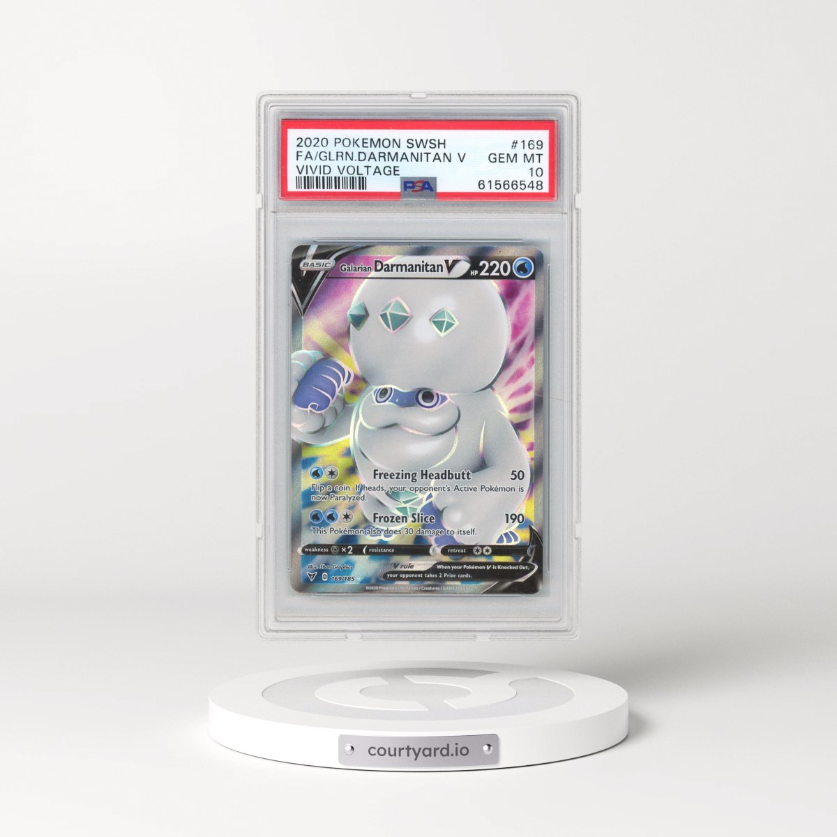 2020 Pokémon Sword & Shield Vivid Voltage #169 Galarian Darmanitan V - Holo Full Art (PSA 10 GEM MINT)