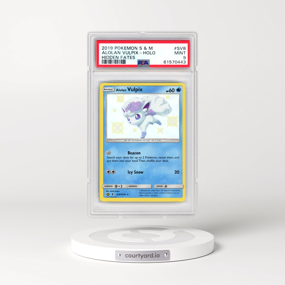 2019 Pokémon Sun & Moon Hidden Fates #SV8 Alolan Vulpix - Holo (PSA 9 MINT)