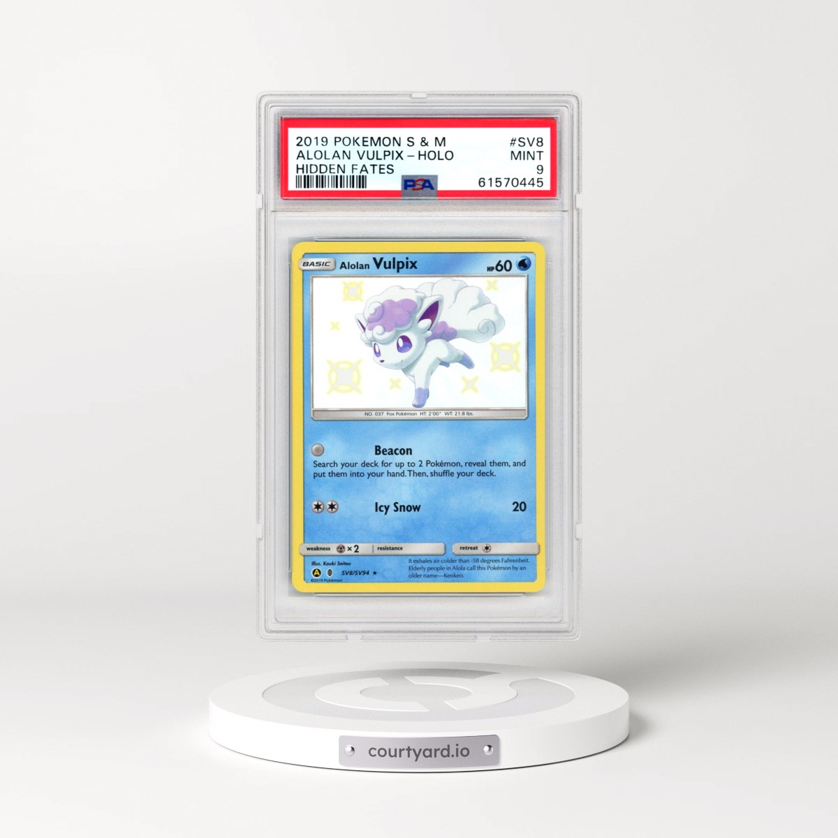 2019 Pokémon Sun & Moon Hidden Fates #SV8 Alolan Vulpix - Holo (PSA 9 MINT)