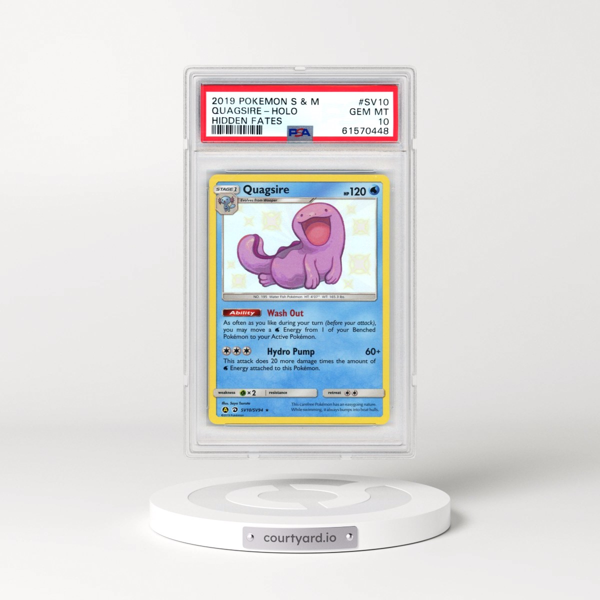 2019 Pokémon Sun & Moon Hidden Fates #SV10 Quagsire - Holo (PSA 10 GEM MINT)