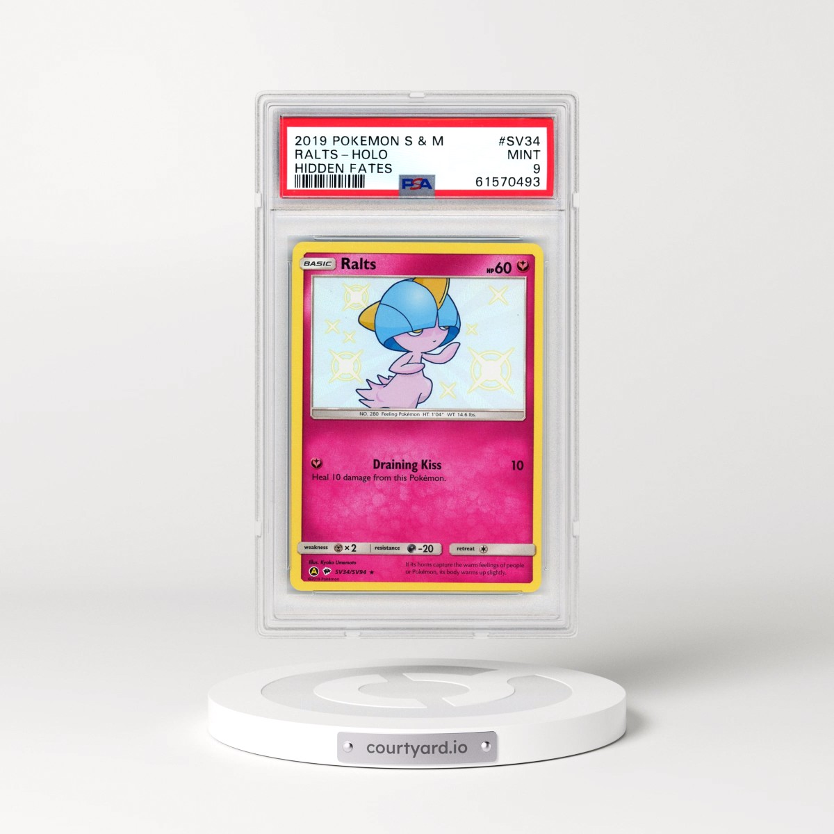2019 Pokémon Sun & Moon Hidden Fates #SV34 Ralts - Holo (PSA 9 MINT)