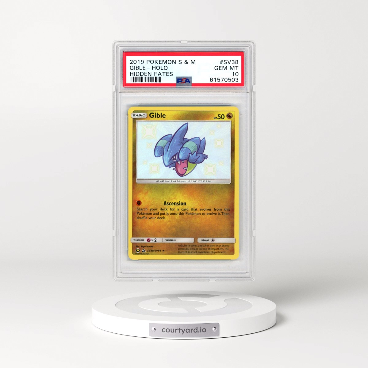 2019 Pokémon Sun & Moon Hidden Fates #SV38 Gible - Holo (PSA 10 GEM MINT)