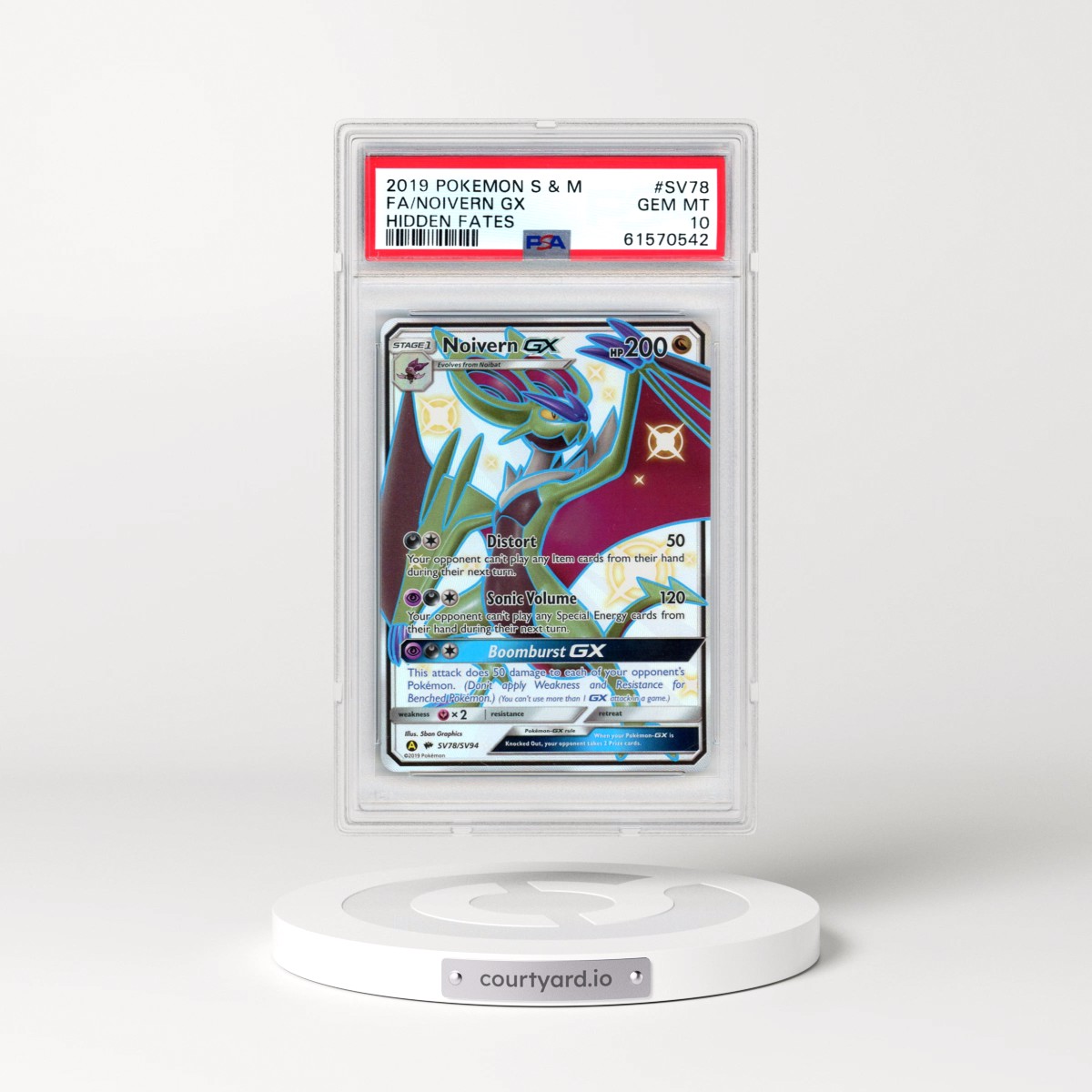2019 Pokémon Sun & Moon Hidden Fates #SV78 Noivern GX - Holo Full Art (PSA 10 GEM MINT)