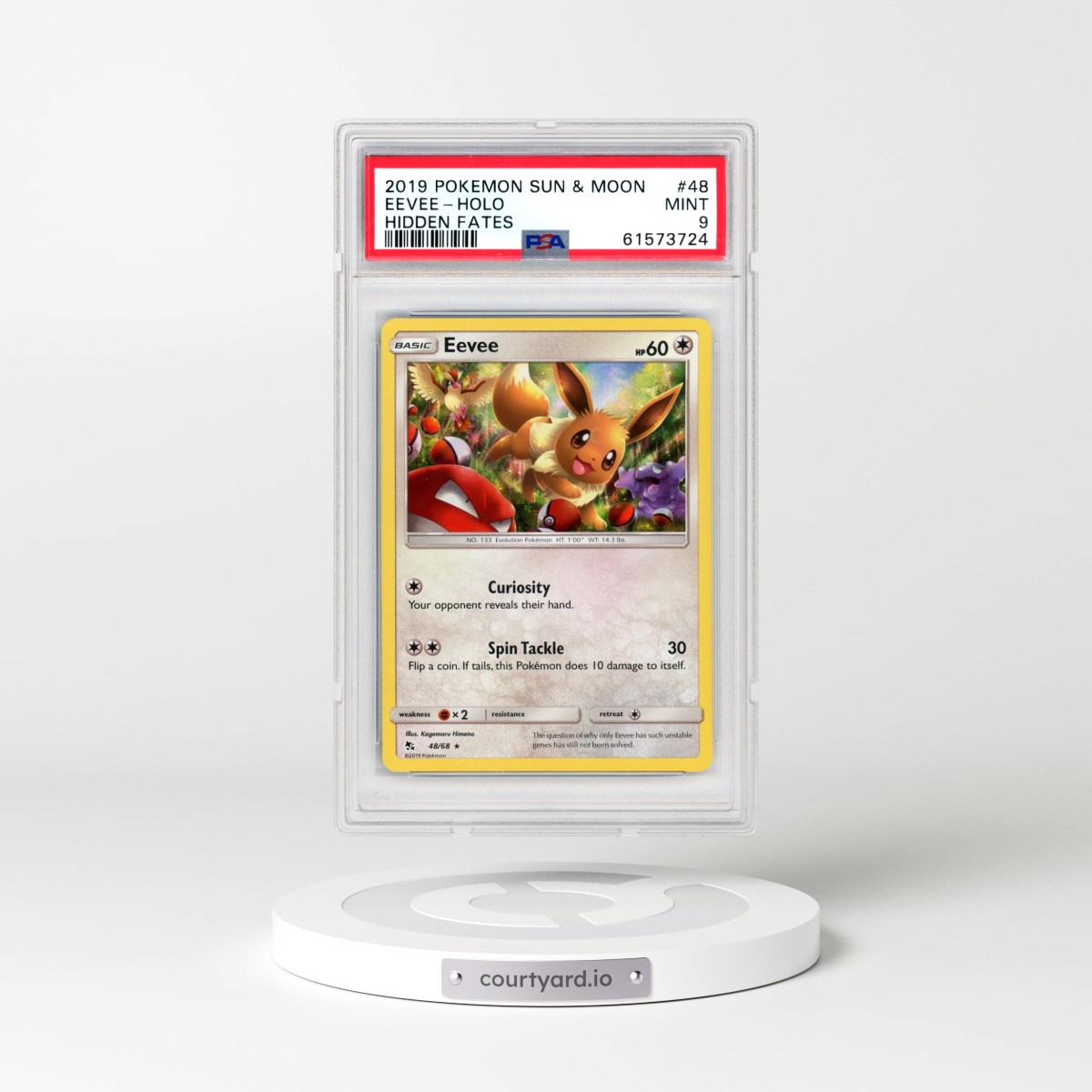 2019 Pokémon Sun & Moon Hidden Fates #48 Eevee - Holo (PSA 9 MINT)