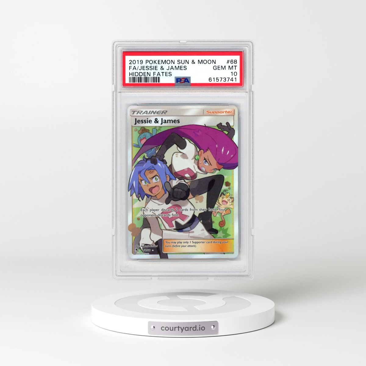 2019 Pokémon Sun & Moon Hidden Fates #68 Jessie & James - Full Art (PSA 10 GEM MINT)