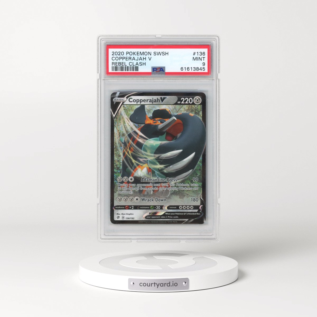 2020 Pokémon Sword & Shield Rebel Clash #136 Copperajah V - Holo (PSA 9 MINT)