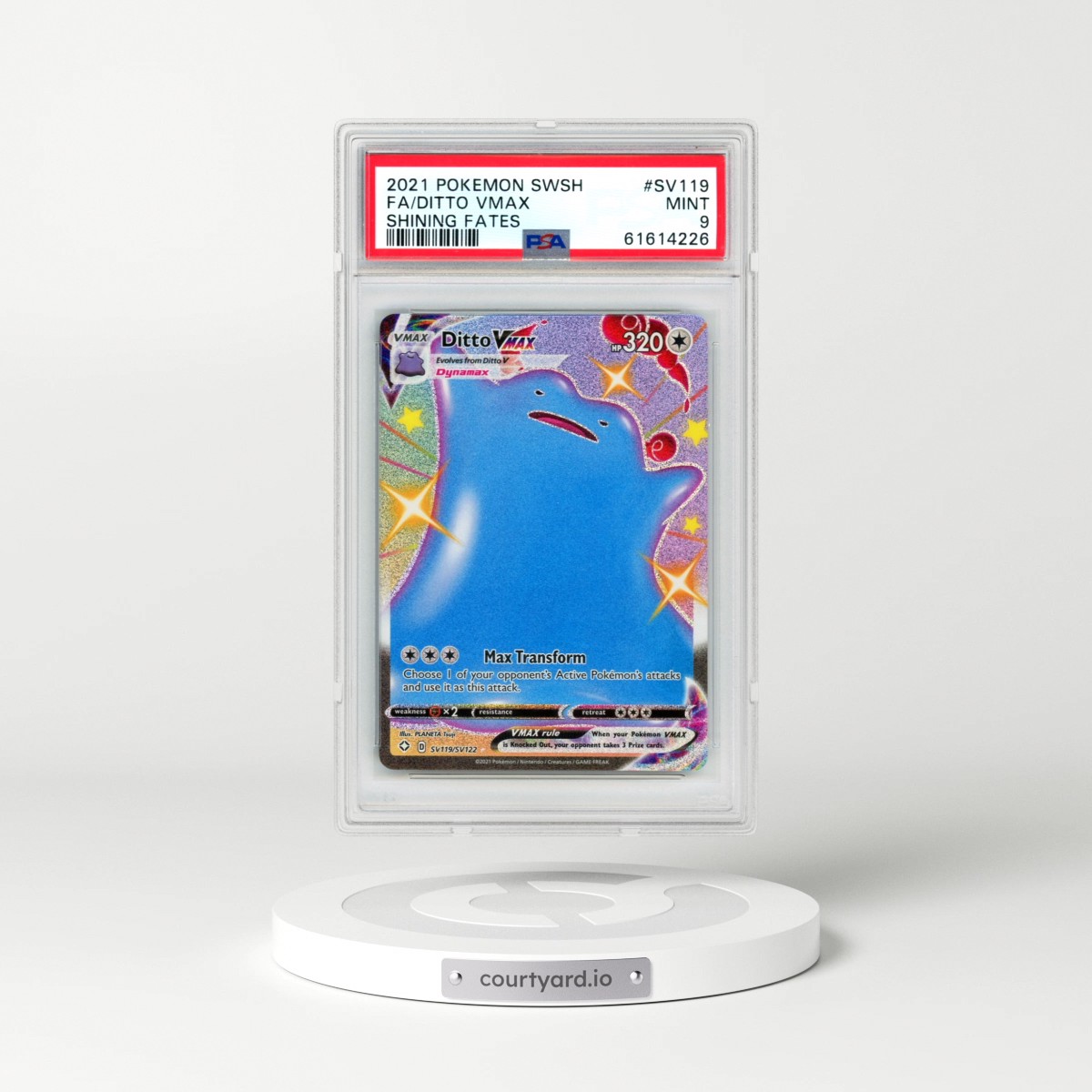 2021 Pokémon Sword & Shield Shining Fates #SV119 Ditto Vmax - Full Art (PSA 9 MINT)