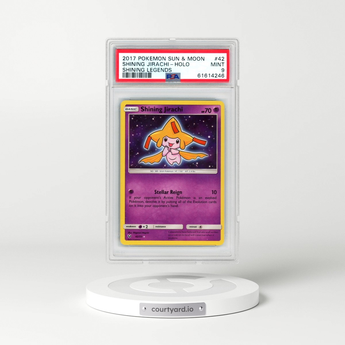2017 Pokémon Sun & Moon Shining Legends #42 Shining Jirachi - Holo Holo (PSA 9 MINT)