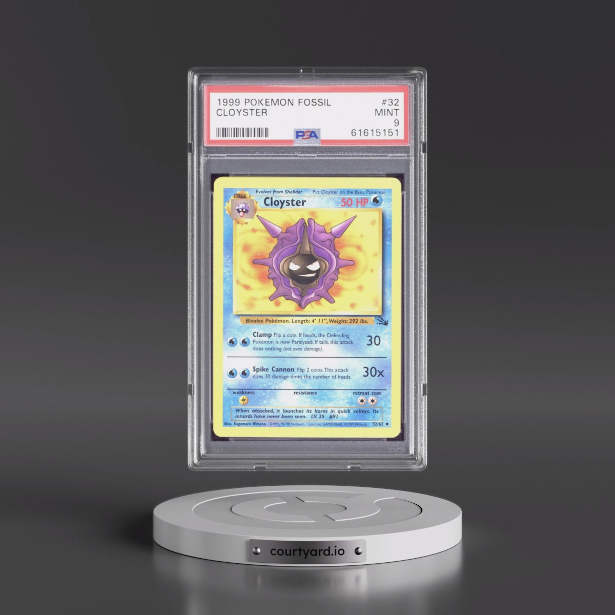 1999 Pokémon Fossil #32 Cloyster (PSA 9 MINT)