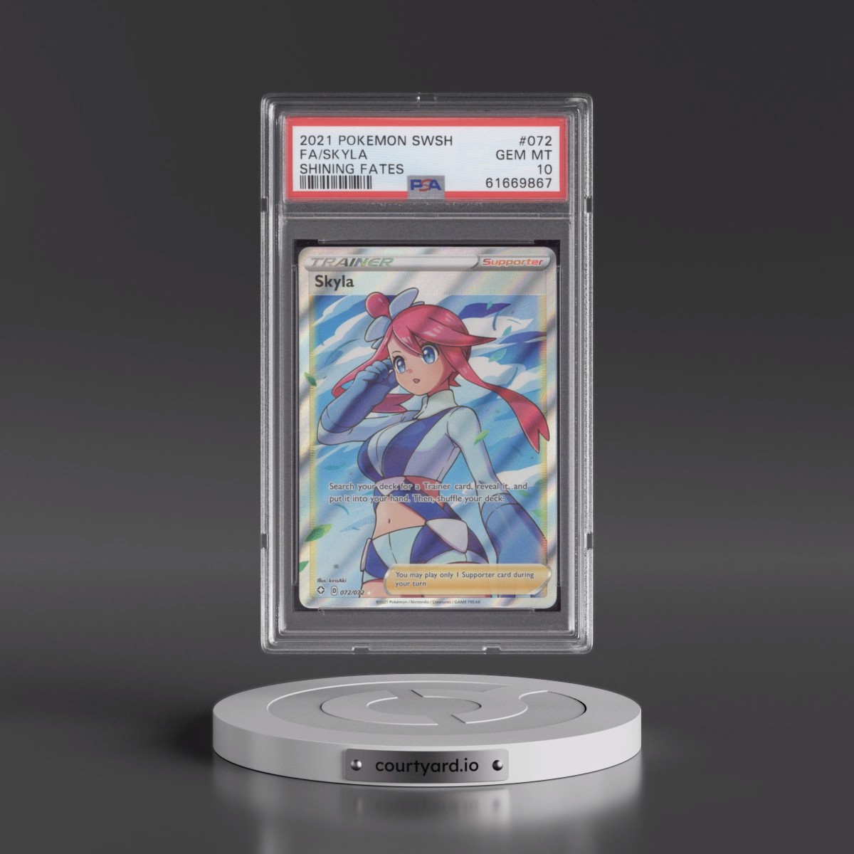 2021 Pokémon Sword & Shield Shining Fates #072 Skyla - Full Art (PSA 10 GEM MINT)