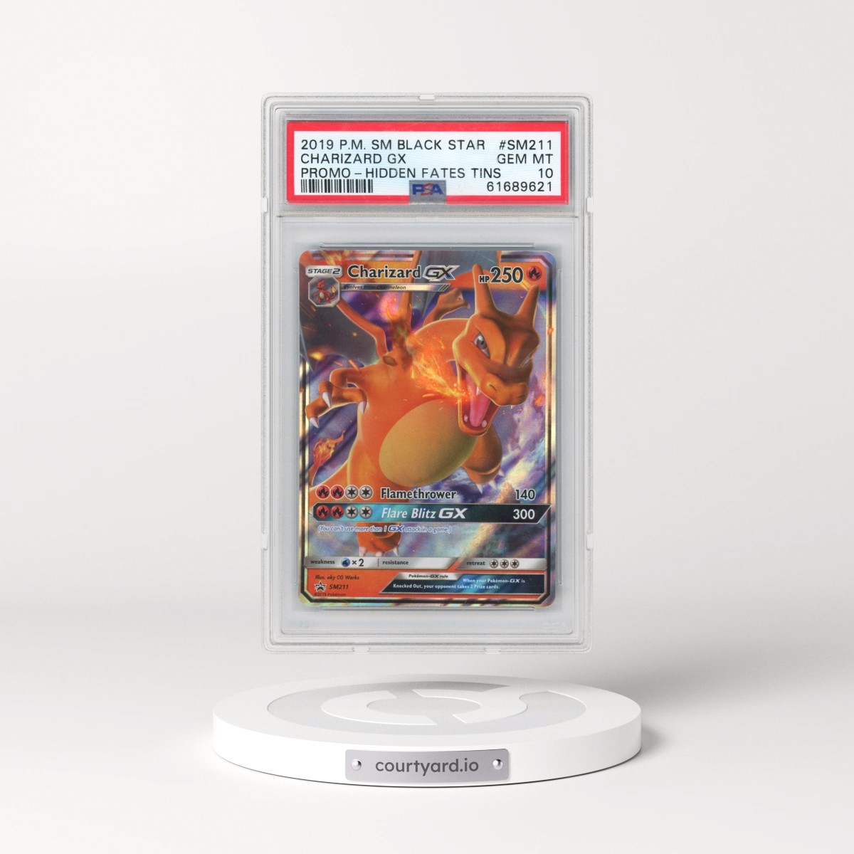 2019 Pokémon SM Black Star Promo #SM211 Charizard GX - Holo Hidden Fates Tins (PSA 10 GEM MINT)