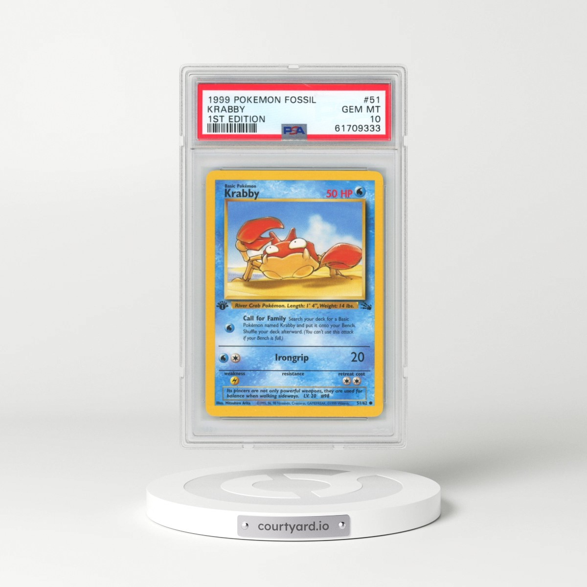 1999 Pokémon Fossil #51 Krabby - 1st Edition (PSA 10 GEM MINT)