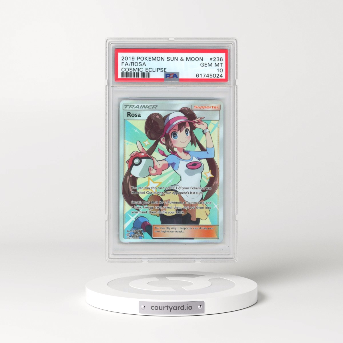 2019 Pokémon Sun & Moon Cosmic Eclipse #236 Rosa - Full Art (PSA 10 GEM MINT)