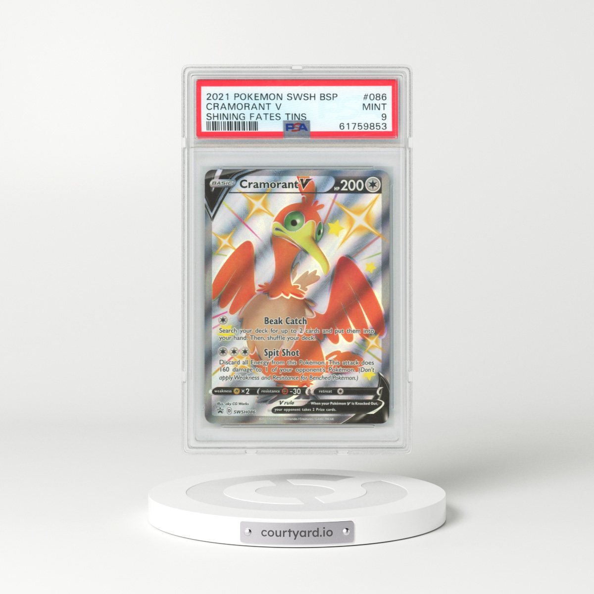 2021 Pokémon Swsh Black Star Promo #086 Cramorant V - Holo Shining Fates Tins (PSA 9 MINT)