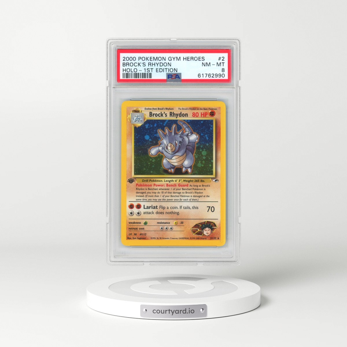 2000 Pokémon Gym Heroes #2 Brock's Rhydon - 1st Edition Holo (PSA 8 NM-MT)