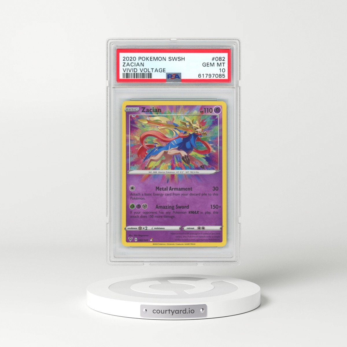 2020 Pokémon Sword & Shield Vivid Voltage #082 Zacian (PSA 10 GEM MINT)