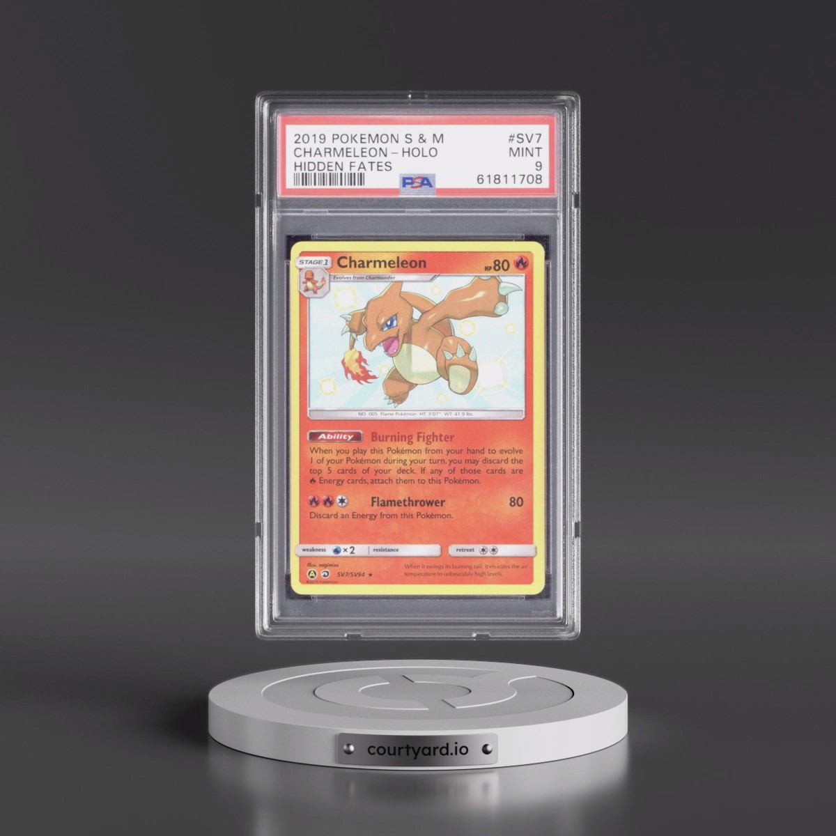 2019 Pokémon Sun & Moon Hidden Fates #SV7 Charmeleon - Holo (PSA 9 MINT)