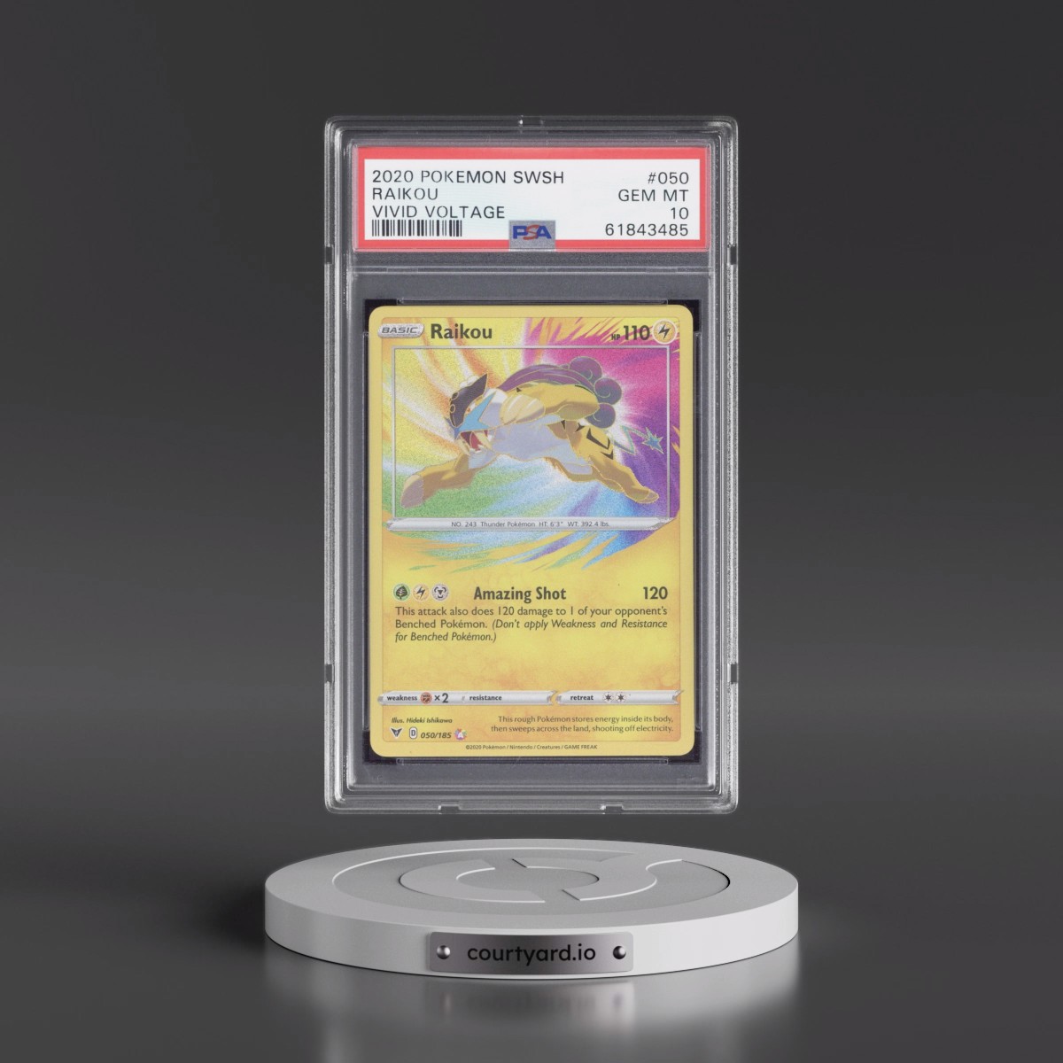 2020 Pokémon Sword & Shield Vivid Voltage #050 Raikou (PSA 10 GEM MINT)