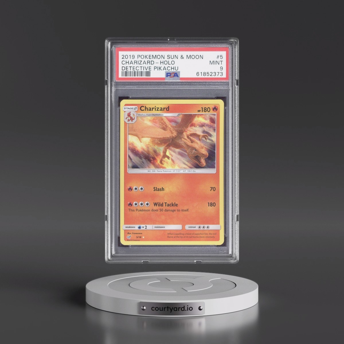 2019 Pokémon Sun & Moon Detective Pikachu #5 Charizard - Holo (PSA 9 MINT)
