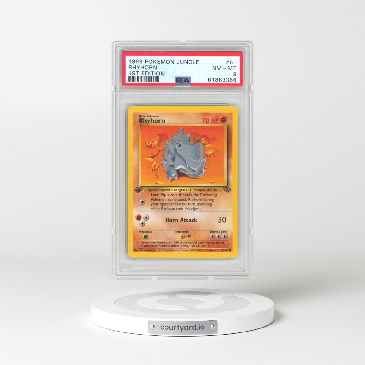 1999 Pokémon Jungle #61 Rhyhorn - 1st Edition (PSA 8 NM-MT)