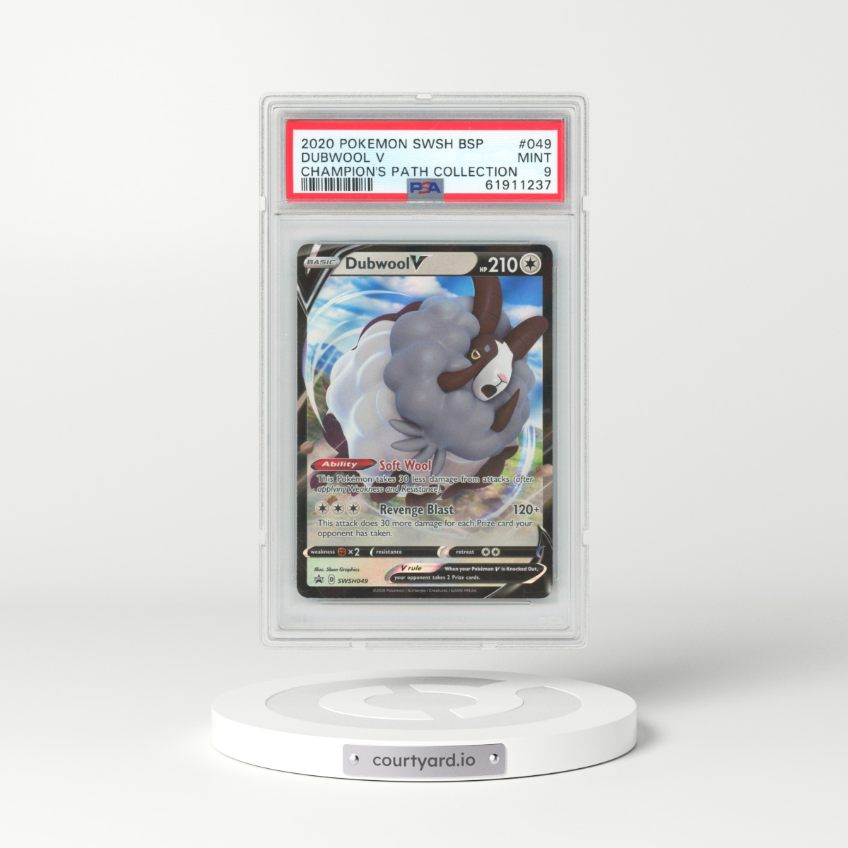 2020 Pokémon Swsh Black Star Promo #049 Dubwool V - Holo Champion's Path Collection (PSA 9 MINT)